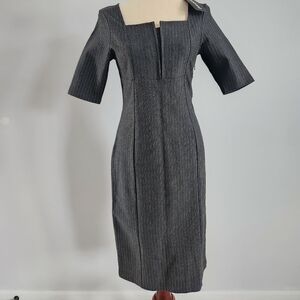 Betabrand New NWT Women's Pinstripe Ponte Work Midi Executive Dress M